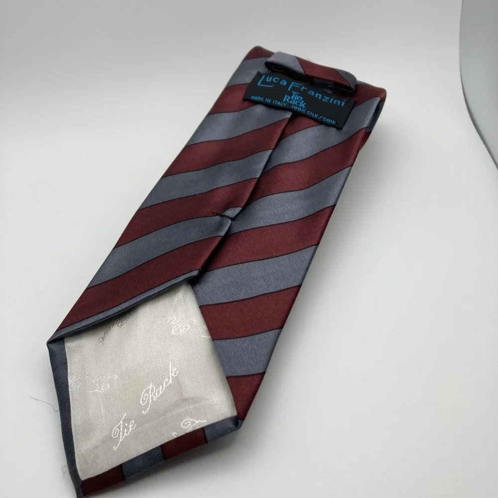 Classic Red & Grey Diagonal Stripe Pattern‎ Luca Franzini Silk Necktie